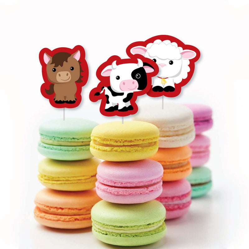 Farm Animals - Dessert Cupcake Toppers - Barnyard Baby Shower or Birthday Party Clear Treat Picks - Set of 24