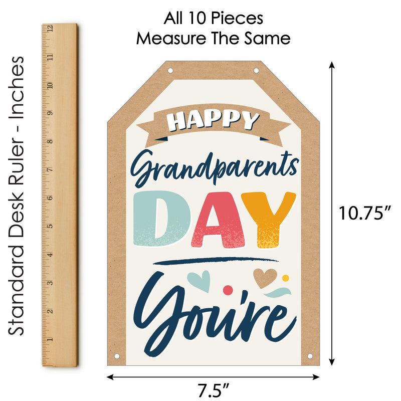 Happy Grandparents Day - Hanging Vertical Paper Door Banners - Grandma & Grandpa Party Wall Decoration Kit - Indoor Door Decor