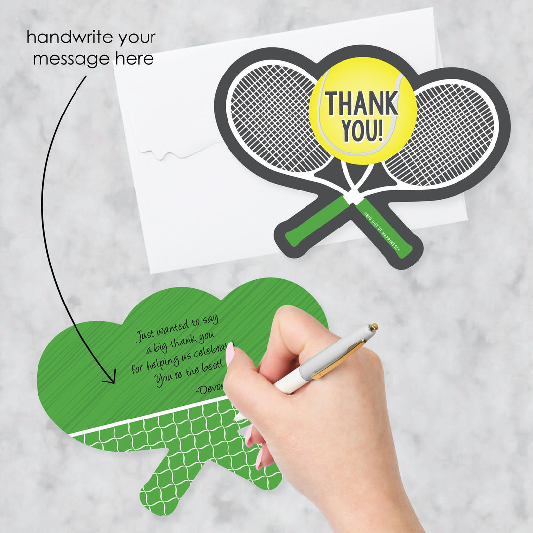 You Got Served - Tennis - Shaped Thank You Cards - Baby Shower or Tennis Ball Birthday Party Thank You Note Cards with Envelopes - Set of 12
