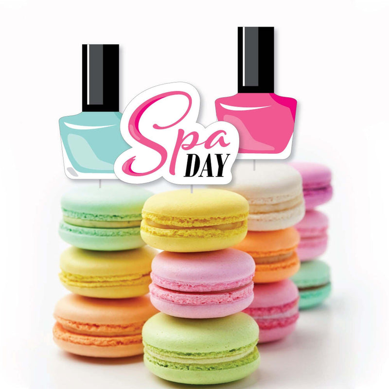 Spa Day - Dessert Cupcake Toppers - Girls Makeup Party Clear Treat Picks - Set of 24