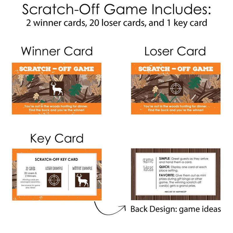 Gone Hunting - Deer Hunting Camo Party Game Scratch Off Cards - 22 ct