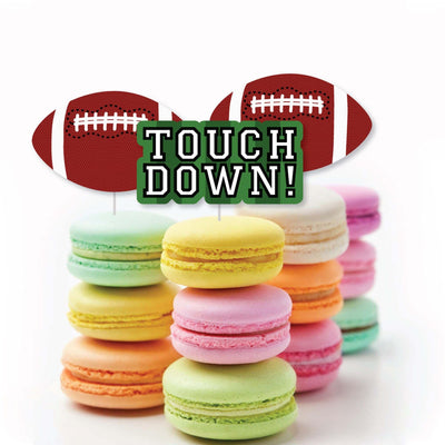 End Zone - Football - Dessert Cupcake Toppers - Baby Shower or Birthday Party Clear Treat Picks - Set of 24