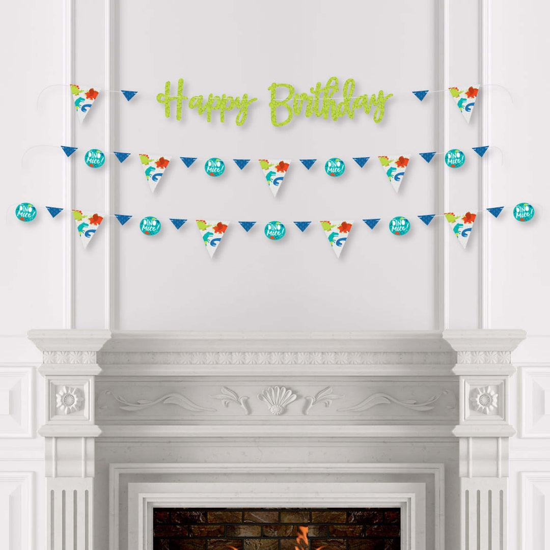 Roar Dinosaur - Dino Mite T-Rex Birthday Party Letter Banner Decoration - 36 Banner Cutouts and Happy Birthday Banner Letters