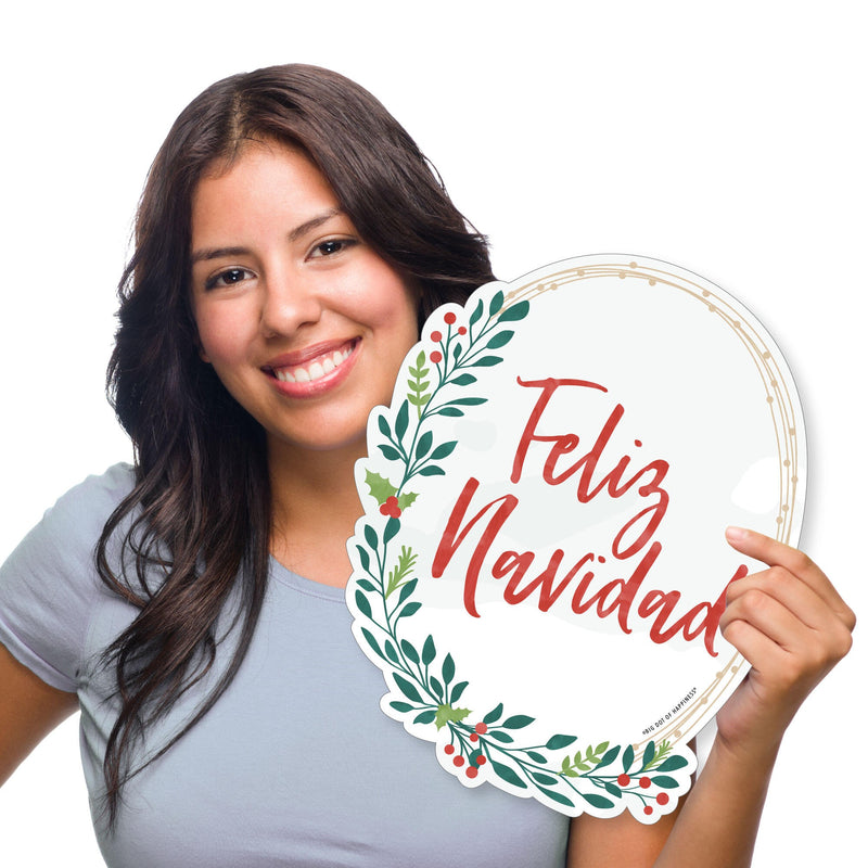 Feliz Navidad - Outdoor Lawn Sign - Holiday and Spanish Christmas Party Yard Sign - 1 Piece