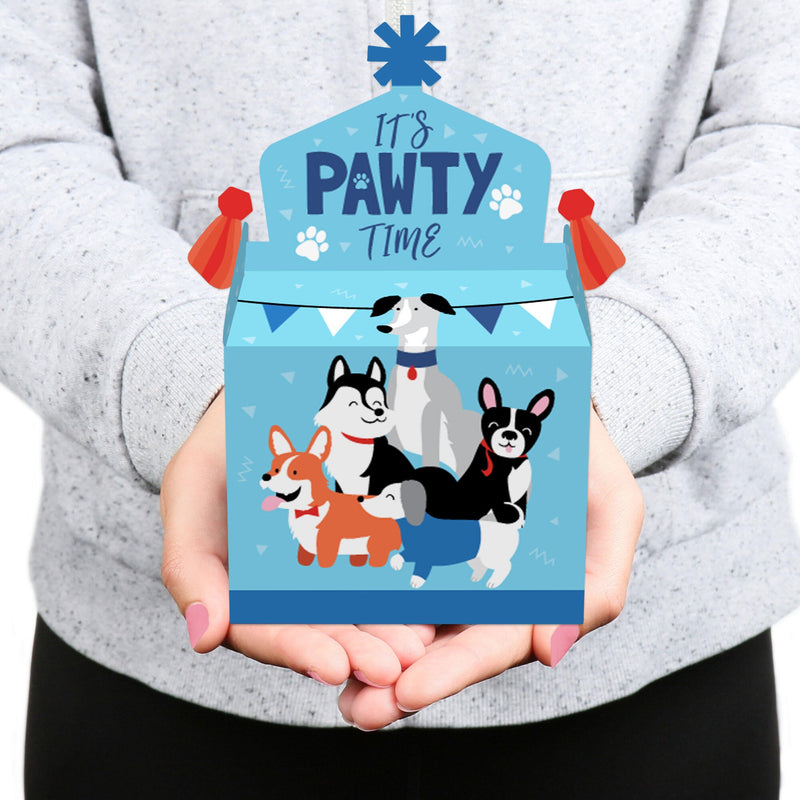 Pawty Like a Puppy - Treat Box Party Favors - Dog Baby Shower or Birthday Party Goodie Gable Boxes - Set of 12