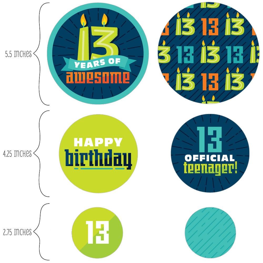 Boy 13th Birthday - Official Teenager Birthday Party Giant Circle Confetti - Party Decorations - Large Confetti 27 Count