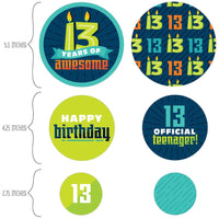 Boy 13th Birthday - Official Teenager Birthday Party Giant Circle Confetti - Party Decorations - Large Confetti 27 Count