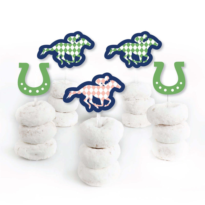 Kentucky Horse Derby - Dessert Cupcake Toppers - Horse Race Party Clear Treat Picks - Set of 24
