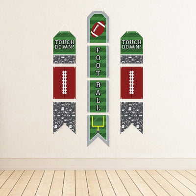 End Zone - Football - Hanging Vertical Paper Door Banners - Baby Shower or Birthday Party Wall Decoration Kit - Indoor Door Decor