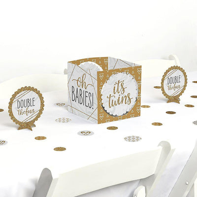 It's Twins - Gold Twins Baby Shower Centerpiece & Table Decoration Kit