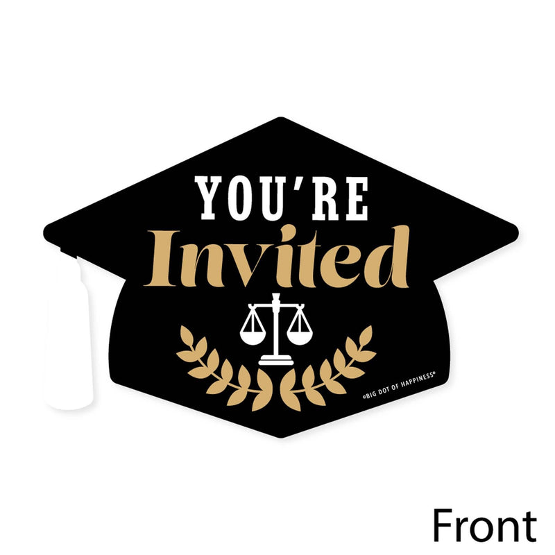 Law School Grad - Shaped Fill-In Invitations - Future Lawyer Graduation Party Invitation Cards with Envelopes - Set of 12
