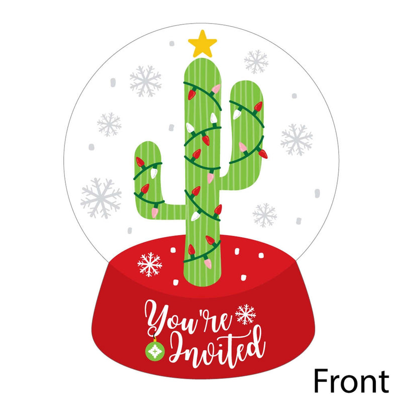 Merry Cactus - Shaped Fill-In Invitations - Christmas Cactus Party Invitation Cards with Envelopes - Set of 12