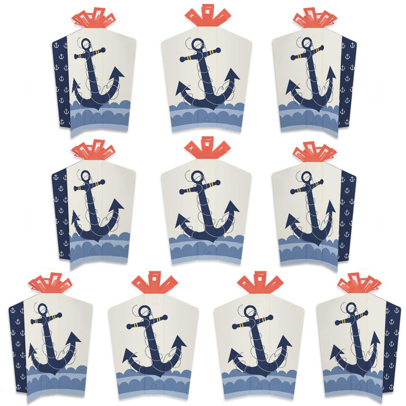 Ahoy - Nautical - Table Decorations - Baby Shower or Birthday Party Fold and Flare Centerpieces - 10 Count