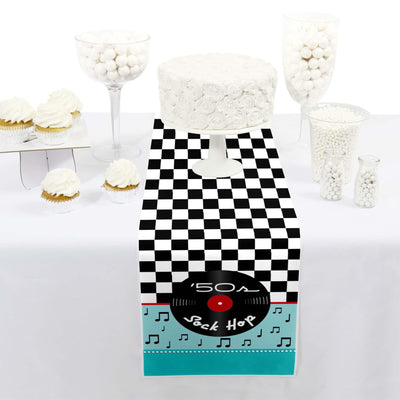 50's Sock Hop - Petite 1950s Rock N Roll Party Paper Table Runner - 12" x 60"