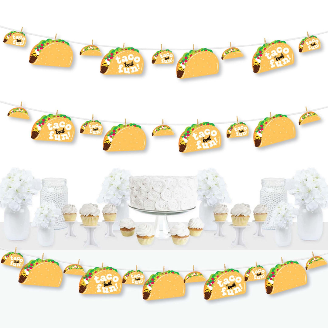 Taco 'Bout Fun - Mexican Fiesta DIY Decorations - Clothespin Garland Banner - 44 Pieces