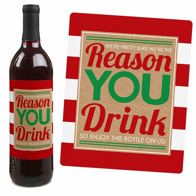 Teacher Christmas - Decorations for Women and Men - Wine Bottle Labels - Gifts for Teachers - Set of 4