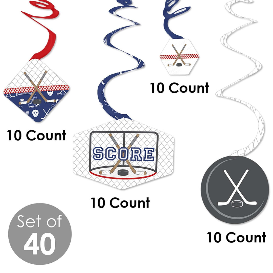 Shoots & Scores! - Hockey - Baby Shower or Birthday Party Hanging Decor - Party Decoration Swirls - Set of 40