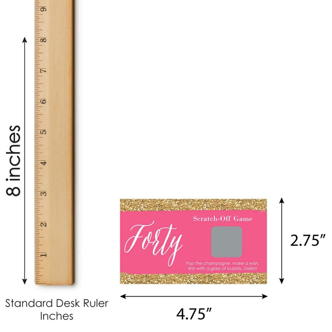 Chic 40th Birthday - Pink and Gold - Birthday Party Game Scratch Off Cards - 22 ct