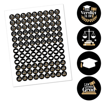 Law School Grad - Round Candy Labels Future Lawyer Graduation Party Favors - Fits Hershey's Kisses 108 ct