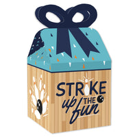 Strike Up the Fun - Bowling - Square Favor Gift Boxes - Birthday Party or Baby Shower Bow Boxes - Set of 12