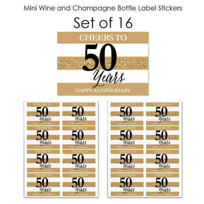 We Still Do - 50th Wedding Anniversary - Mini Wine and Champagne Bottle Label Stickers - Anniversary Party Favor Gift - For Women and Men - Set of 16