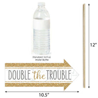 Funny It's Twins - 10 Piece Gold Twins Baby Shower Photo Booth Props Kit