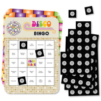 70's Disco - Bar Bingo Cards and Markers - 1970s Disco Fever Party Bingo Game - Set of 18