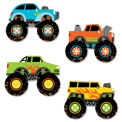 Smash and Crash - Monster Truck - DIY Shaped Boy Birthday Party Cut-Outs - 24 Count