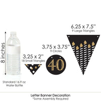 Adult 40th Birthday - Gold - Birthday Party Letter Banner Decoration - 36 Banner Cutouts and No-Mess Real Gold Glitter Happy Birthday Banner Letters