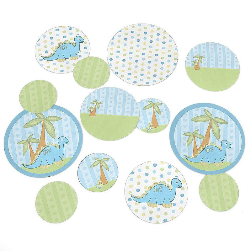 Baby Boy Dinosaur - Baby Shower Giant Circle Confetti - Dinosaur Baby Party Decorations - Large Confetti 27 Count