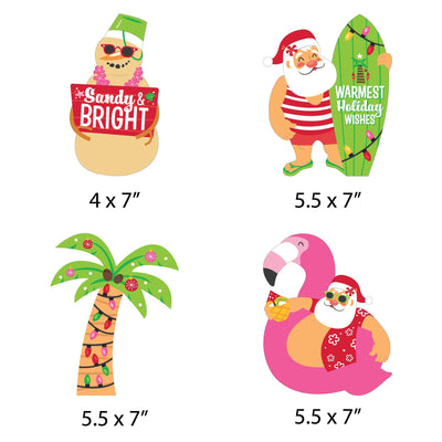 Tropical Christmas - Santa, Snowman, Palm Tree Decorations DIY Beach Santa Holiday Party Essentials - Set of 20