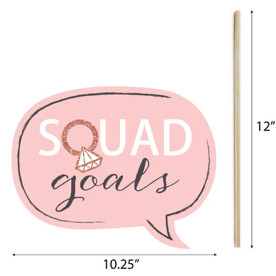 Bride Squad - Rose Gold Bridal Shower or Bachelorette Party Photo Booth Props Kit - 20 Count