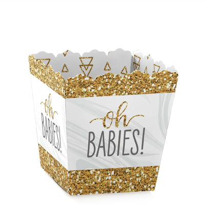 It's Twins - Party Mini Favor Boxes - Gold Twins Baby Shower Treat Candy Boxes - Set of 12