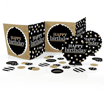 Adult Happy Birthday - Gold - Birthday Party Centerpiece and Table Decoration Kit