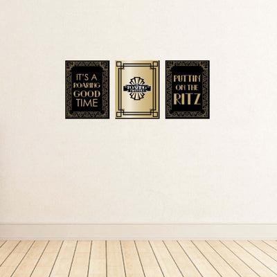 Roaring 20's - 1920s Wall Art, Room Decor and Art Deco Jazz Themed Room Home Decorations - 7.5 x 10 inches - Set of 3 Prints