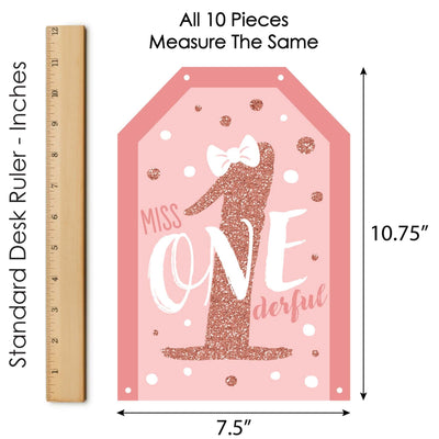 1st Birthday Little Miss Onederful - Hanging Vertical Paper Door Banners - Girl First Birthday Party Wall Decoration Kit - Indoor Door Decor