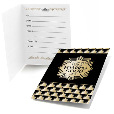 Roaring 20's - Set of 8 Fill In 1920s Art Deco Jazz Party Invitations