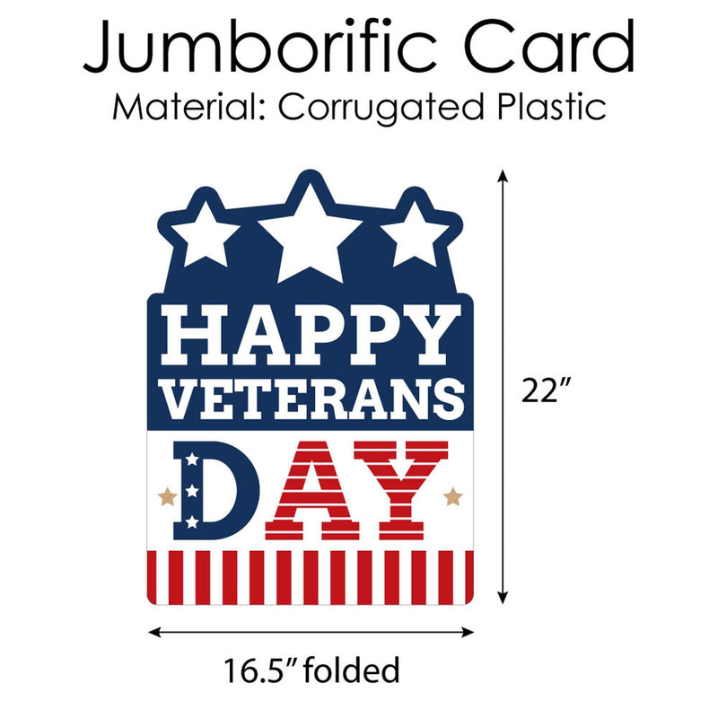Happy Veterans Day - Patriotic Thank You Giant Greeting Card - Big Shaped Jumborific Card - 16.5 x 22 inches