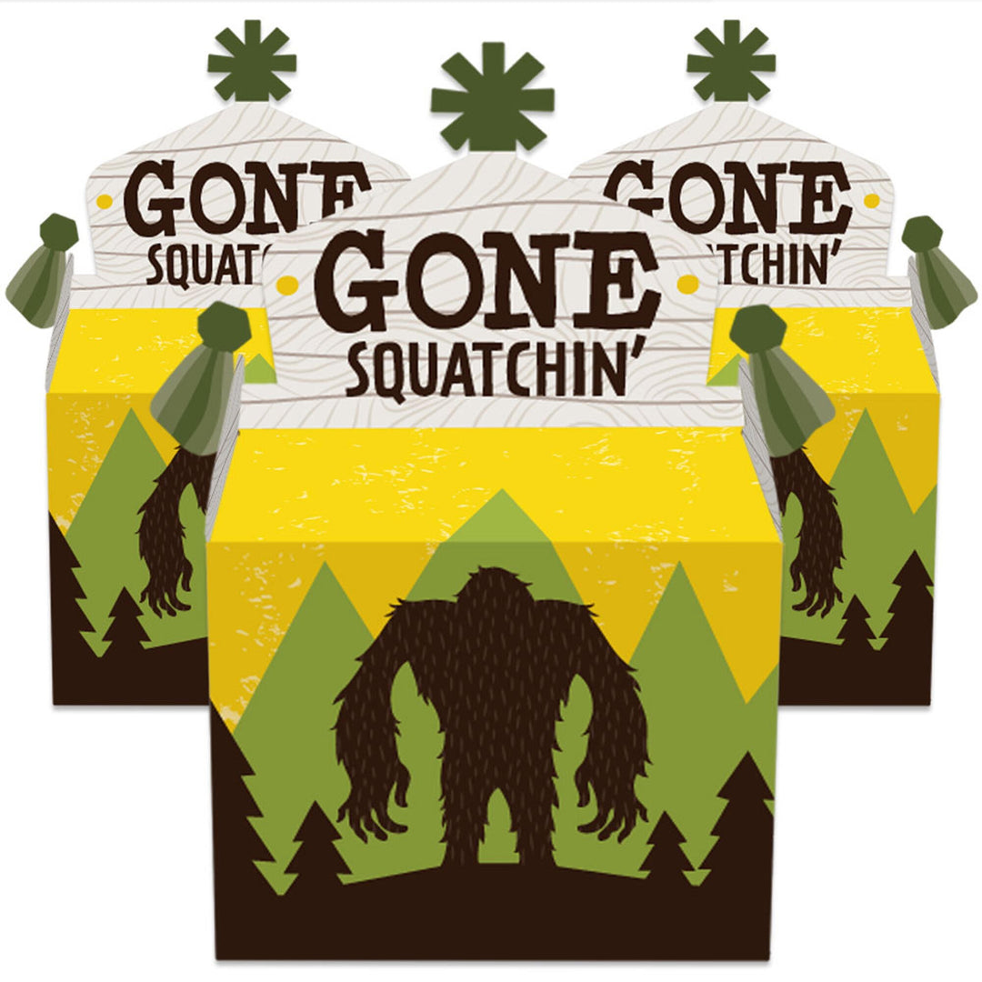 Sasquatch Crossing - Treat Box Party Favors - Bigfoot Party or Birthday Party Goodie Gable Boxes - Set of 12