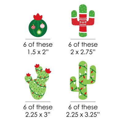 Merry Cactus - DIY Shaped Christmas Cactus Party Paper Cut-Outs - 24 ct