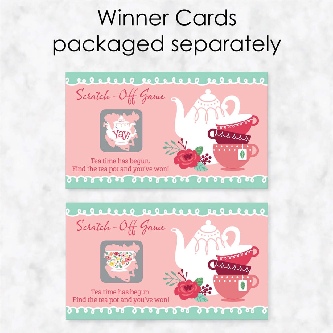 Floral Let's Par-Tea - Garden Tea Party Game Scratch Off Cards - 22 Count