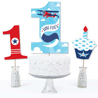 1st Birthday Taking Flight - Airplane - Vintage Plane First Birthday Party Centerpiece Sticks - Table Toppers - Set of 15