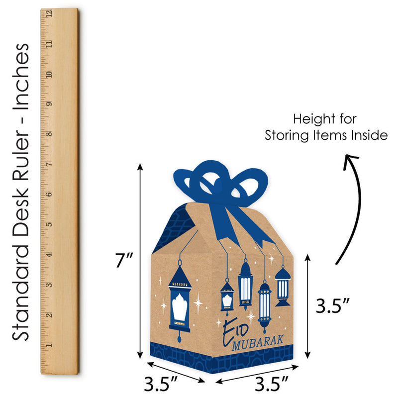 Ramadan - Square Favor Gift Boxes - Eid Mubarak Party Bow Boxes - Set of 12
