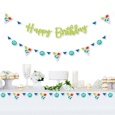 Roar Dinosaur - Dino Mite T-Rex Birthday Party Letter Banner Decoration - 36 Banner Cutouts and Happy Birthday Banner Letters