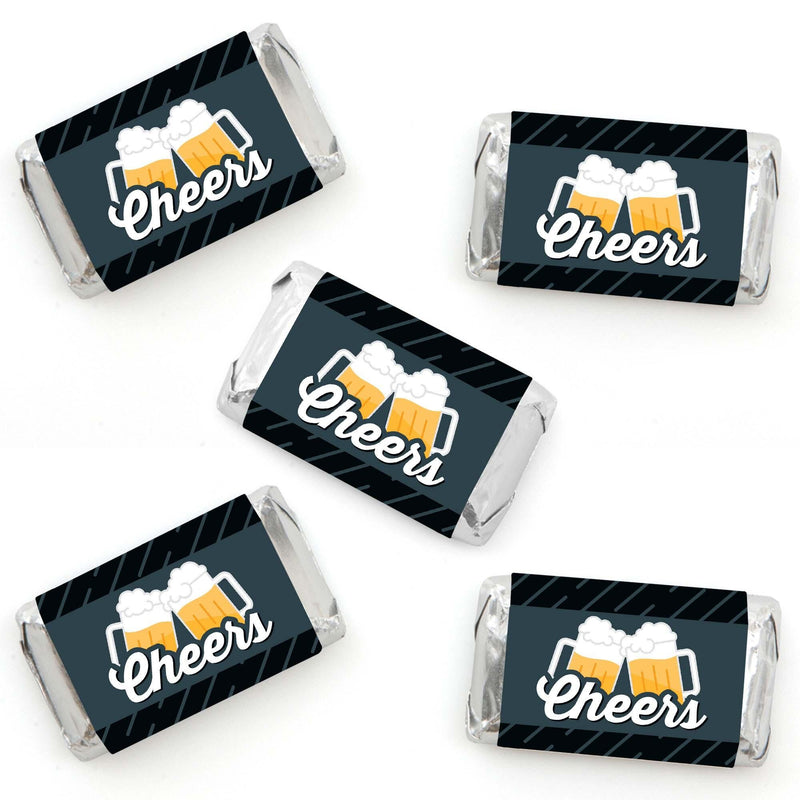 Cheers and Beers Happy Birthday - Mini Candy Bar Wrapper Stickers - Small Favors - 40 Count