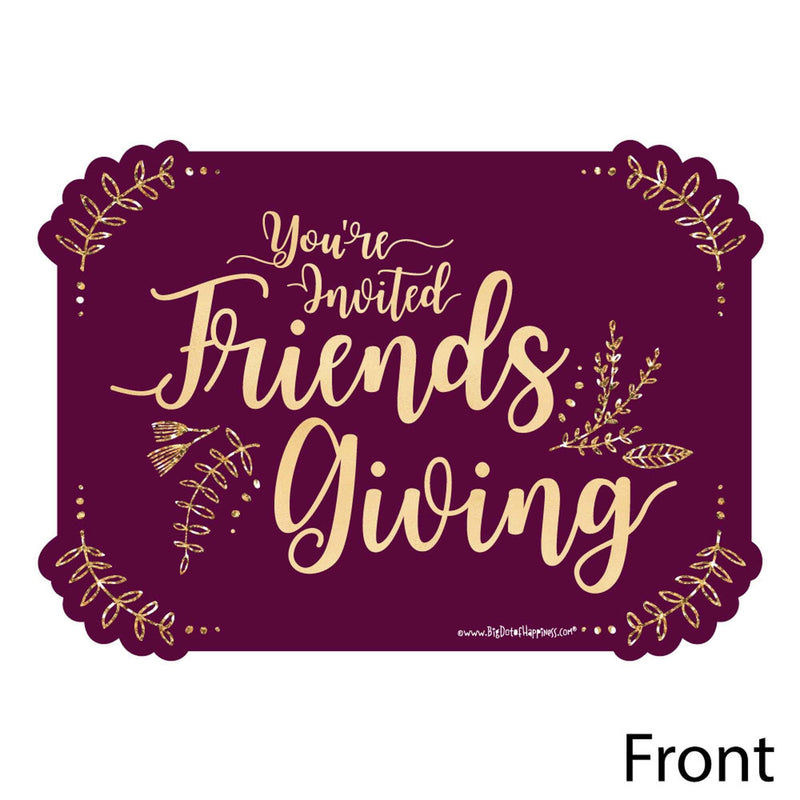 Elegant Thankful for Friends - Shaped Fill-In Invitations - Friendsgiving Thanksgiving Party Invitation Cards with Envelopes - Set of 12