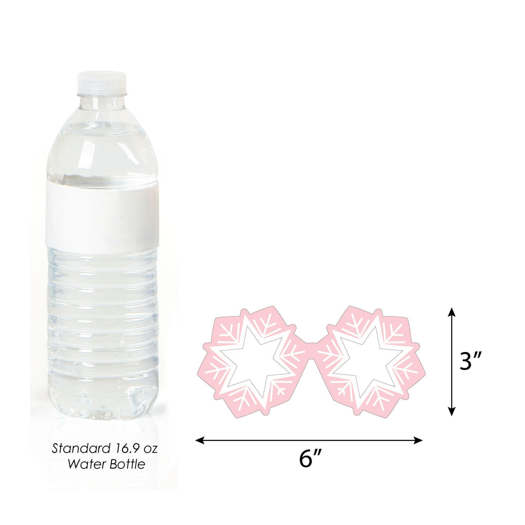 Pink Winter Wonderland Glasses and Headpieces - Paper Card Stock Holiday Snowflake Birthday Party and Baby Shower Photo Booth Props Kit - 10 Count