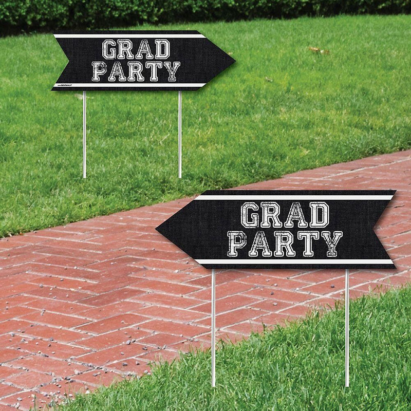All Star Grad - Graduation Party Sign Arrow - Double Sided Directional Yard Signs - Set of 2