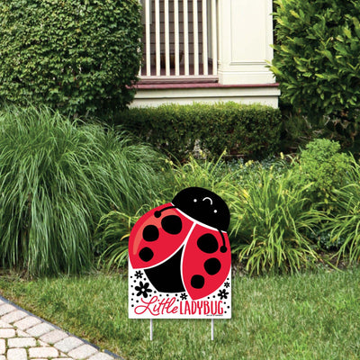 Happy Little Ladybug - Outdoor Lawn Sign - Baby Shower or Birthday Party Yard Sign - 1 Piece