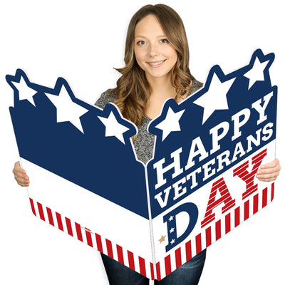 Happy Veterans Day - Patriotic Thank You Giant Greeting Card - Big Shaped Jumborific Card - 16.5 x 22 inches